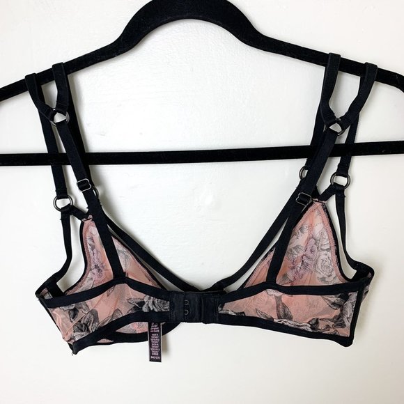 Victoria Secret very sexy unlined plunge pink floral double strap bra 34C - Picture 5 of 6